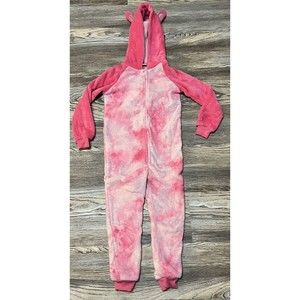 PL Sleep Girls Size 6 Pink Plush Zip front Hooded Llama Bunny One Piece Animal